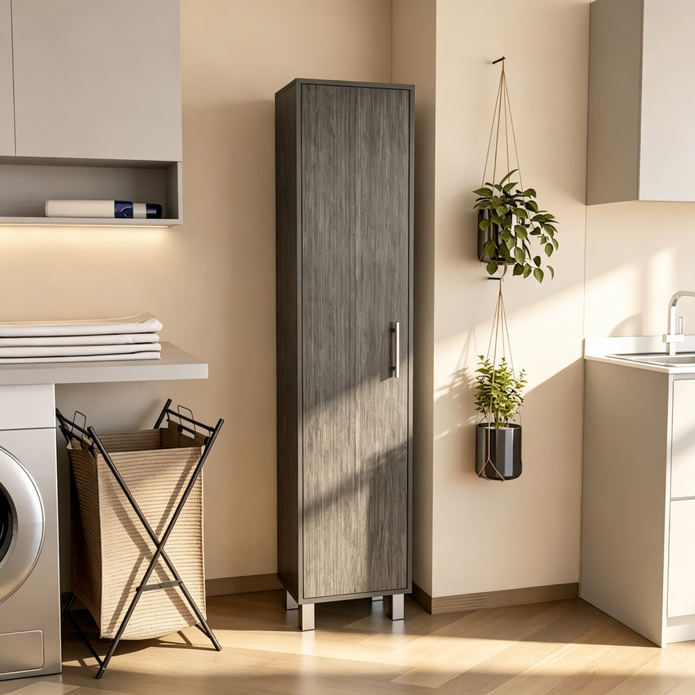 Single-Door Storage Cabinet - Smokey Oak