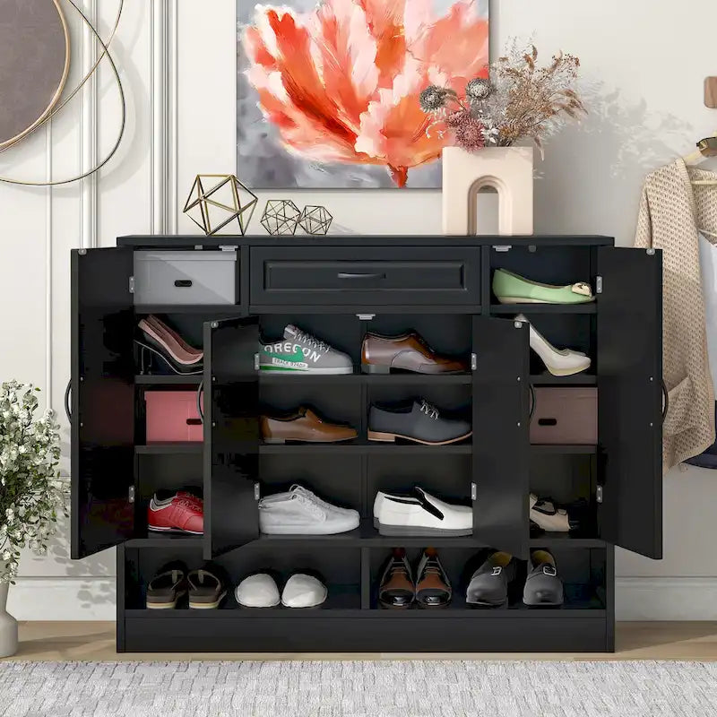 Sleek and Modern Shoe Cabinet with Adjustable Shelves, Minimalist Shoe Storage Organizer with Sturdy Top Surface