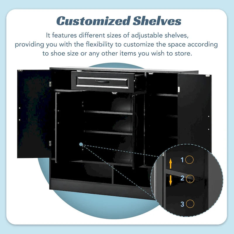Sleek and Modern Shoe Cabinet with Adjustable Shelves, Minimalist Shoe Storage Organizer with Sturdy Top Surface