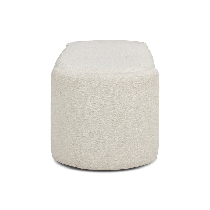 Ivory White Boucle Sherpa Upholstered Oval Storage Bench - 43W x 21D x 18.5H