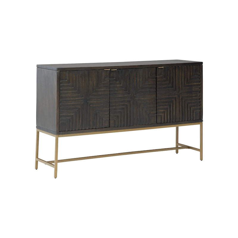 Brown/Gold Accent Cabinet - 58W x 16D x 37H