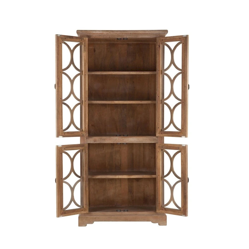 38-Inch Wide Solid Mango Wood Display Cabinet
