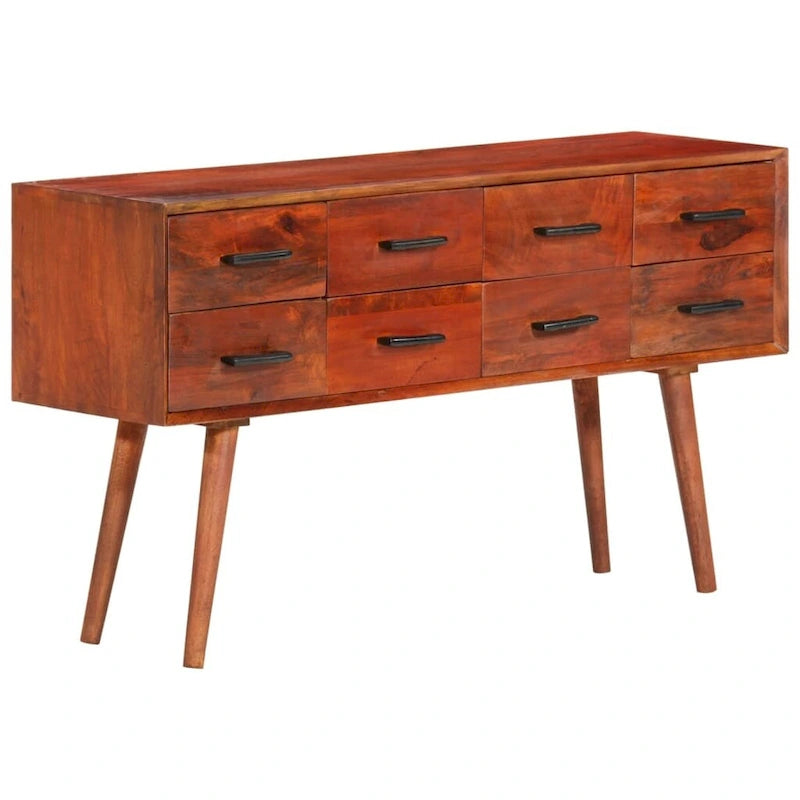 Solid Mango Wood Sideboard with 8 Drawers - 43.3x11.8x23.2