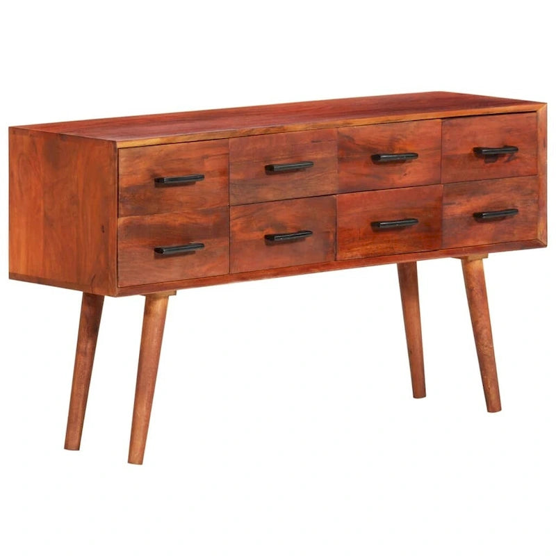 Solid Mango Wood Sideboard with 8 Drawers - 43.3x11.8x23.2