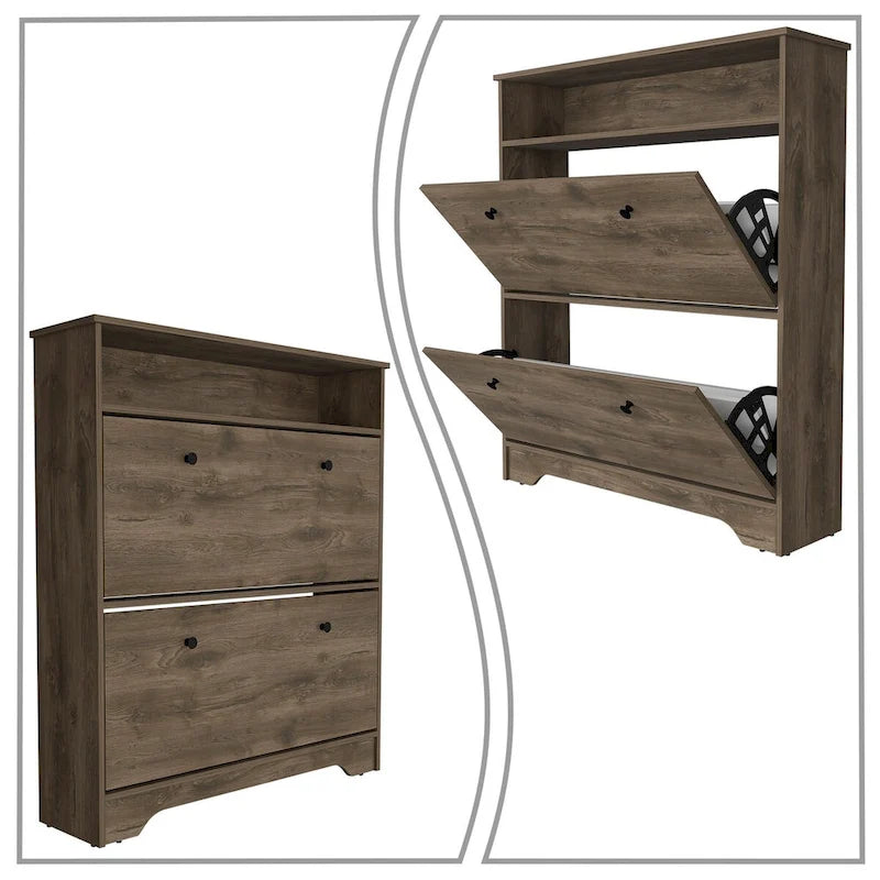 Modern Vintage Wooden Shoe Storage Cabinet, for Entrance Porch