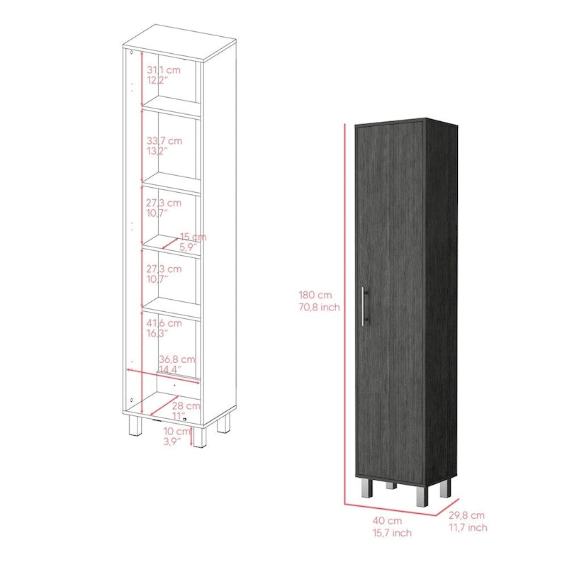 Single-Door Storage Cabinet - Smokey Oak