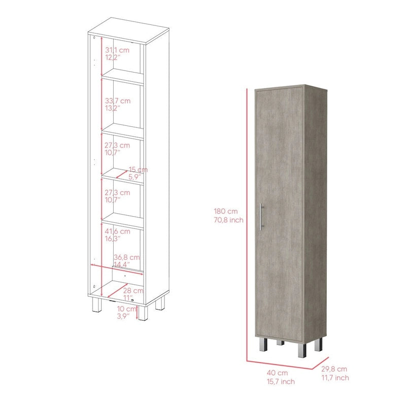 Single-Door Storage Cabinet - Smokey Oak