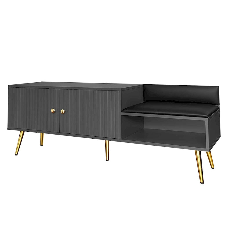 Modern Shoe Storage Bench with Hidden Storage and Upholstered Cushions for Bedside, Living Room and Entryway
