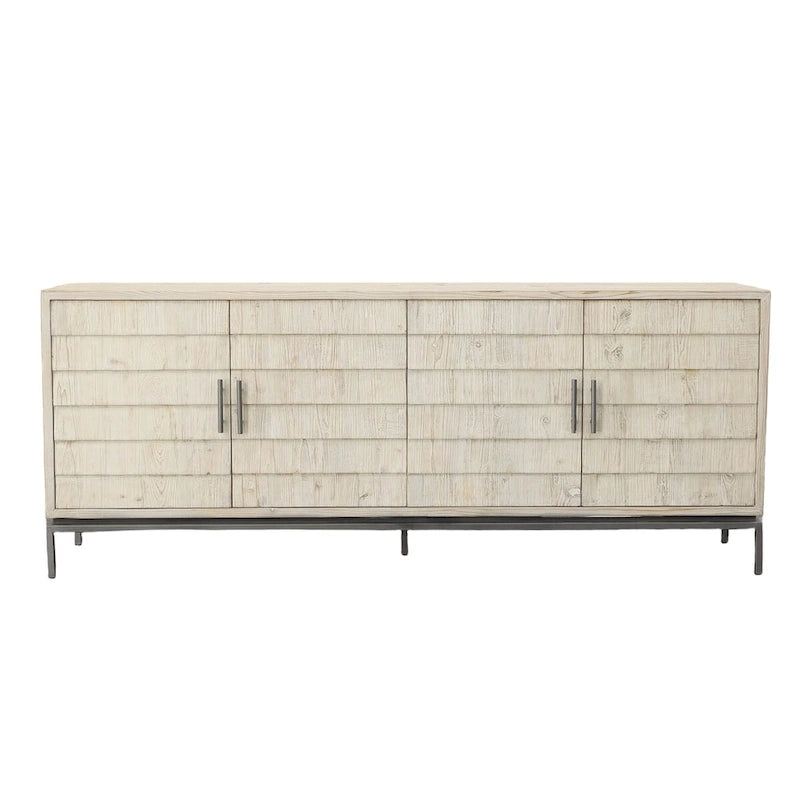 4-Door Sideboard with Shingle Door Fronts and Metal Base