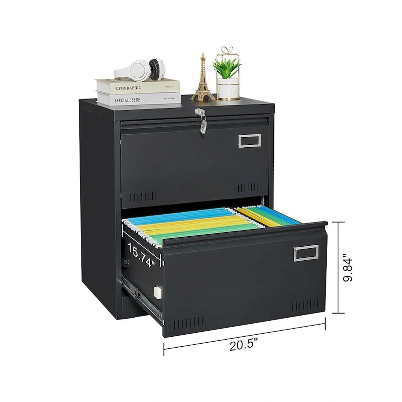 Metal Lockable File Cabinet with Lock and 2 Drawers