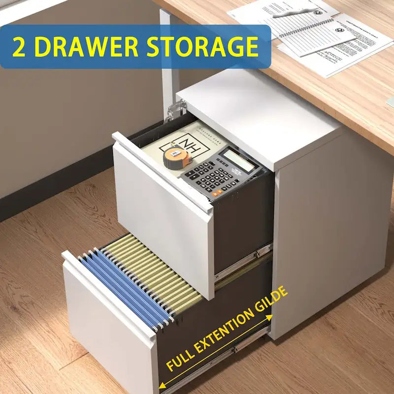 2-Drawer Metal Mobile File Cabinet with Lock