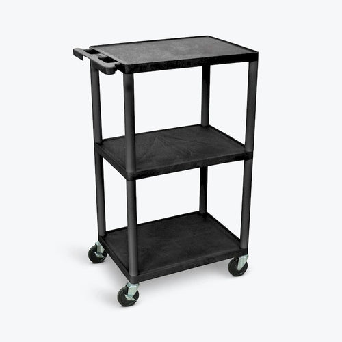 42H 3-Shelf Plastic Utility Cart - N/A