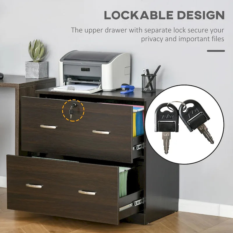 2-Drawer File Cabinet with Lock, Keys and Hanging Bar