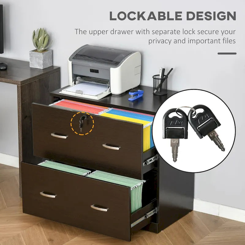 2-Drawer File Cabinet with Lock, Keys and Hanging Bar
