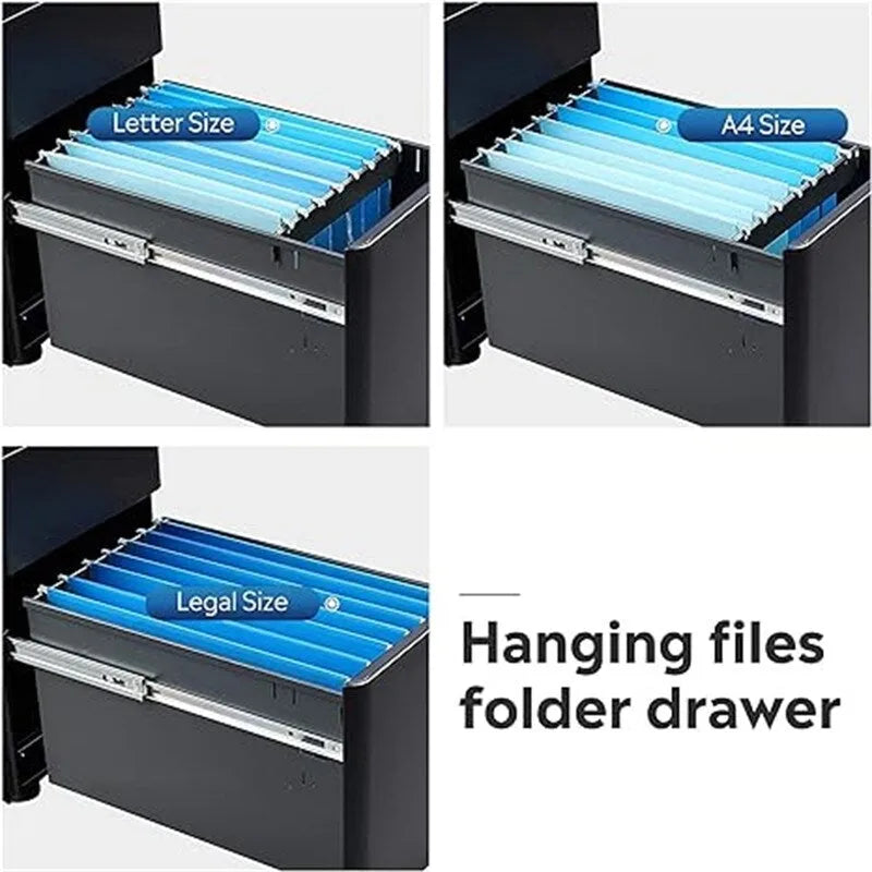 3-Drawer Slim File Cabine - 17.7D x 11.8W x 23H