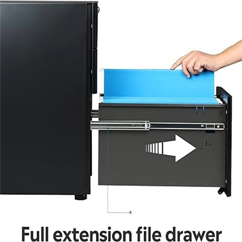 3-Drawer Slim File Cabine - 17.7D x 11.8W x 23H