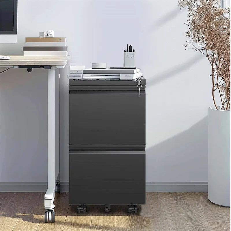 2 Drawer Metal Mobile File Cabinet,Rolling File Cabinet with Lock
