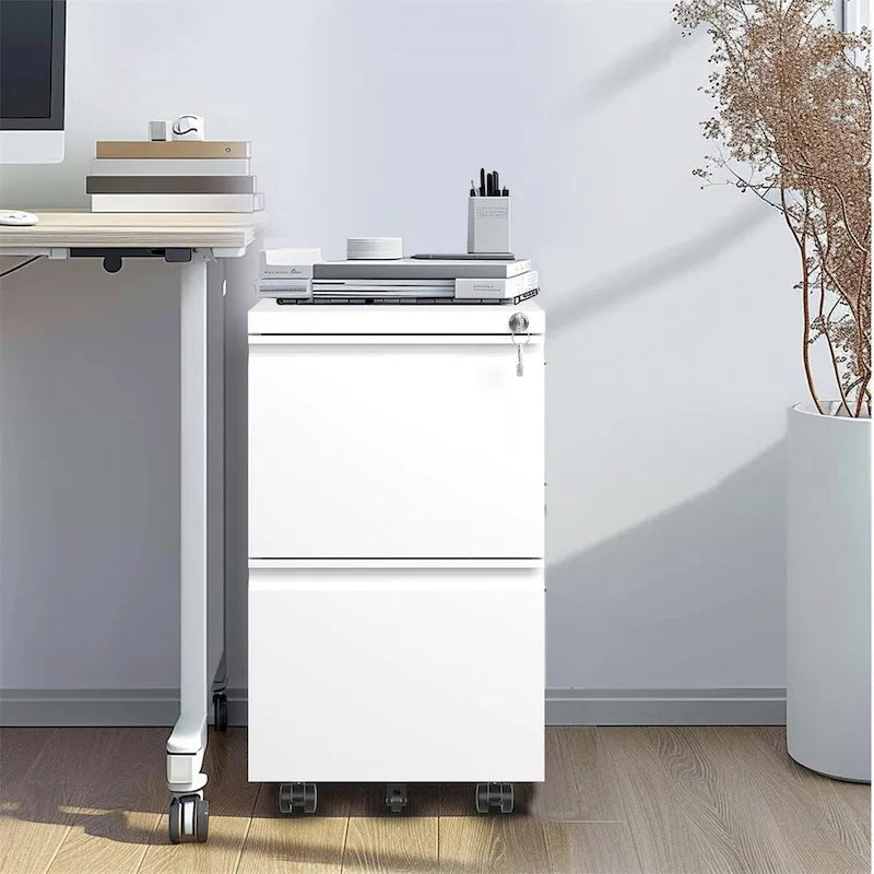 2 Drawer Metal Mobile File Cabinet,Rolling File Cabinet with Lock