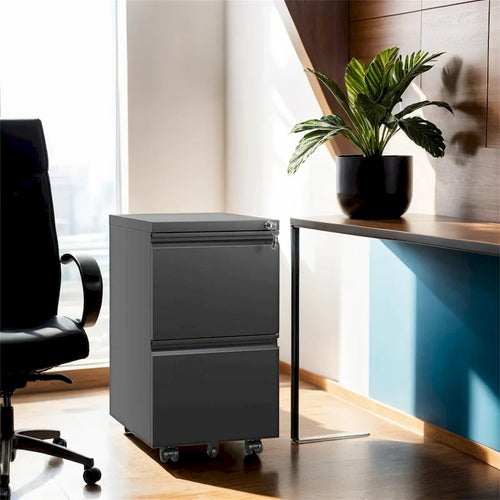 2 Drawer Metal Mobile File Cabinet,Rolling File Cabinet with Lock