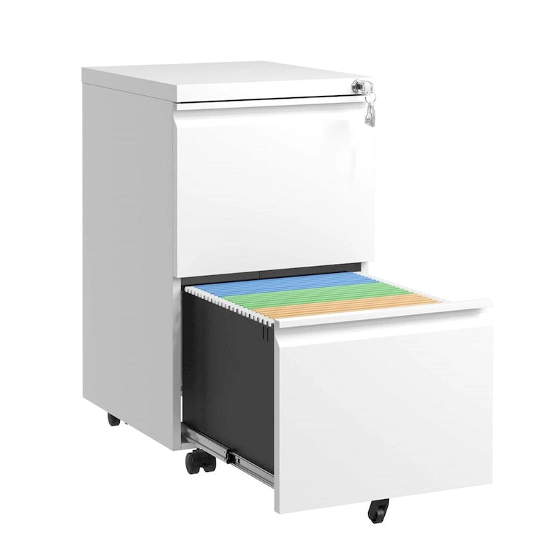2 Drawer Metal Mobile File Cabinet,Rolling File Cabinet with Lock