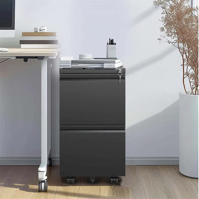 2 Drawer Metal Mobile File Cabinet,Rolling File Cabinet with Lock