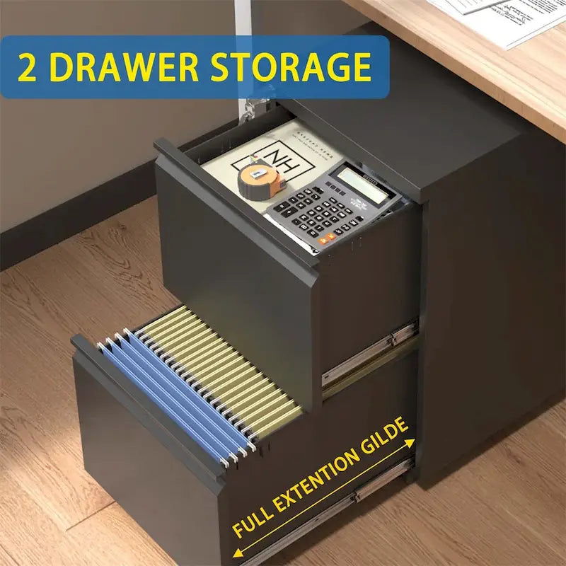 2 Drawer Metal Mobile File Cabinet,Rolling File Cabinet with Lock